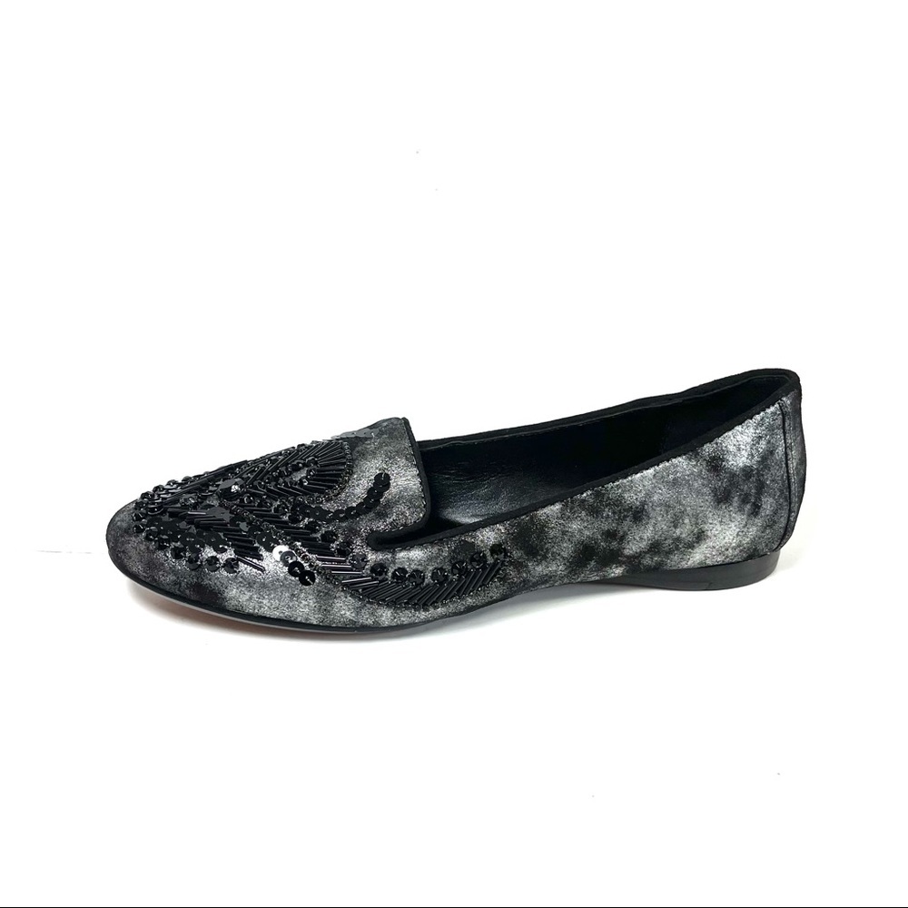 Donald J Pliner Women’s Smoking Flats Black Beaded Slip On Shoes‎ Size 5.5M